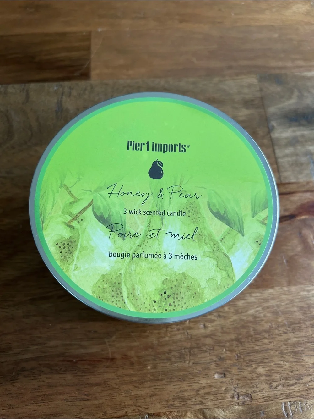 NWT Pier 1 Imports Honey & Pear 3-wick Scented Candle